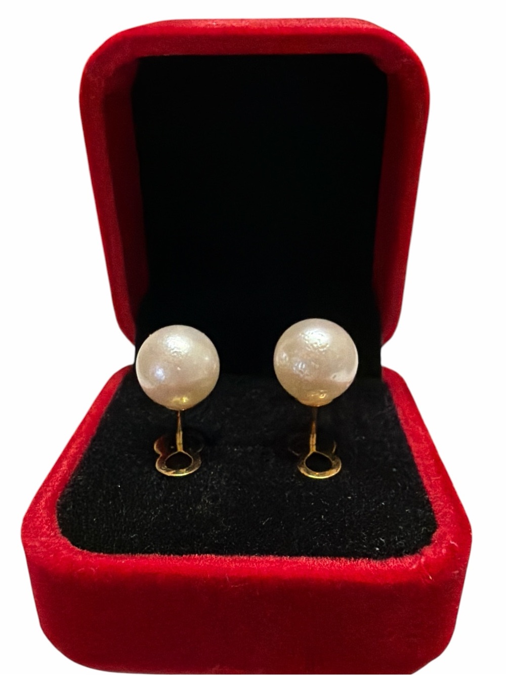 Authentic 10.6mm - 10.7mm South Sea Pearl White Stud Earrings 14k Gold Pawnable